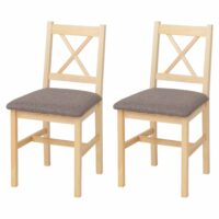 2er-Set Esszimmerstühle Massivholz Landhaus Polster natur grau