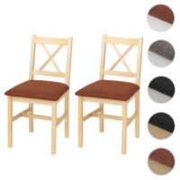 2er-Set Esszimmerstühle Massivholz Stoff Landhaus natur terrakotta