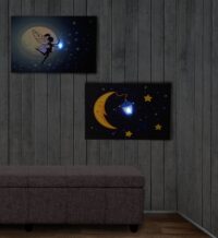 2er-Set LED Leinwandbild mit Timer für Kinderzimmer 40x60cm