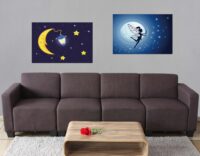 2er-Set LED Leinwandbild mit Timer für Kinderzimmer 40x60cm
