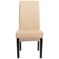 2er-Set Esszimmerstühle Leder mit dunklen Beinen creme