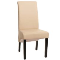 2er-Set Esszimmerstühle Leder mit dunklen Beinen creme