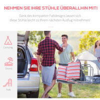 Zweier-Set rote, klappbare und verstellbare Liegestühle.