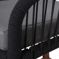 2er-Set Outdoor Barhocker Seilgeflecht Metall Holzoptik anthrazit