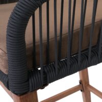 2er-Set Outdoor Barhocker Seilgeflecht Metall Holzoptik anthrazit