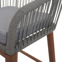 2er-Set Outdoor Barhocker Seilgeflecht Metall Holzoptik hellgrau