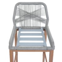 2er-Set Outdoor Barhocker Seilgeflecht Metall Holz-Optik hellgrau