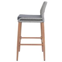 2er-Set Outdoor Barhocker Seilgeflecht Metall Holz-Optik hellgrau