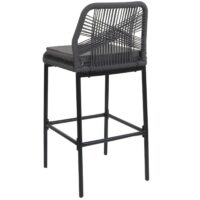 2er-Set Outdoor Barhocker Rope Seilgeflecht mit Kissen anthrazit