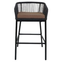 2er-Set Outdoor Barhocker Seilgeflecht Metall Kissen anthrazit taupe