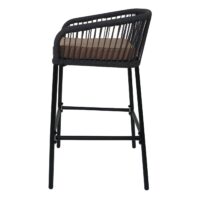 2er-Set Outdoor Barhocker Seilgeflecht Metall Kissen anthrazit taupe