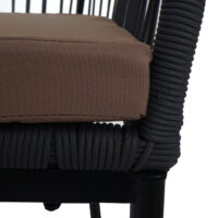 2er-Set Outdoor Barhocker Seilgeflecht Metall Kissen anthrazit taupe