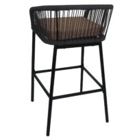 2er-Set Outdoor Barhocker Seilgeflecht Metall Kissen anthrazit taupe