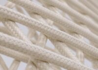 2er-Set Outdoor Barhocker Seilgeflecht Metall Sitzpolster creme