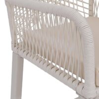 2er-Set Outdoor Barhocker Seilgeflecht Metall Sitzpolster creme