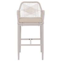 2er-Set Outdoor Barhocker Seilgeflecht Metall Sitzpolster creme