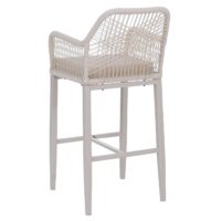 2er-Set Outdoor Barhocker Seilgeflecht Metall Sitzpolster creme