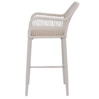 2er-Set Outdoor Barhocker Seilgeflecht Metall Sitzpolster creme