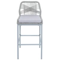 2er-Set Outdoor Barhocker mit Seilgeflecht Metall hellgrau