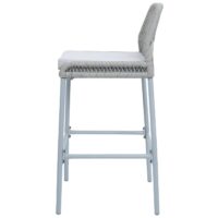 2er-Set Outdoor Barhocker mit Seilgeflecht Metall hellgrau