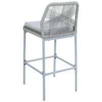 2er-Set Outdoor Barhocker mit Seilgeflecht Metall hellgrau