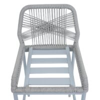 2er-Set Outdoor Barhocker mit Seilgeflecht Metall hellgrau