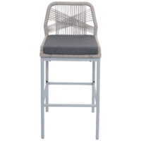 2er-Set Outdoor Barhocker Seilgeflecht Metall Kissen hellgrau dunkelgrau