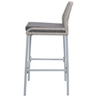 2er-Set Outdoor Barhocker Seilgeflecht Metall Kissen hellgrau dunkelgrau