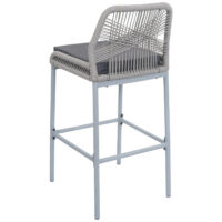 2er-Set Outdoor Barhocker Seilgeflecht Metall Kissen hellgrau dunkelgrau