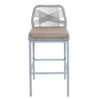 2er-Set Outdoor Barhocker Seilgeflecht Metall hellgrau taupe
