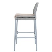 2er-Set Outdoor Barhocker Seilgeflecht Metall hellgrau taupe