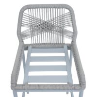 2er-Set Outdoor Barhocker Seilgeflecht Metall hellgrau taupe