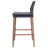 2er-Set Outdoor Barhocker Seilgeflecht Holzoptik anthrazit