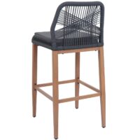 2er-Set Outdoor Barhocker Seilgeflecht Holzoptik anthrazit
