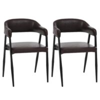 2er-Set Polsterstuhl Kunstleder Industrial Vintage dunkelbraun