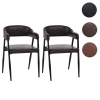 2er-Set Polsterstuhl Kunstleder Industrial Vintage dunkelbraun