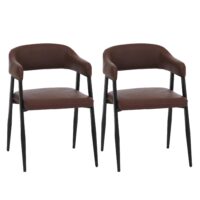 2er-Set Esszimmerstuhl Polsterstuhl Kunstleder Industrial Retro rostrot