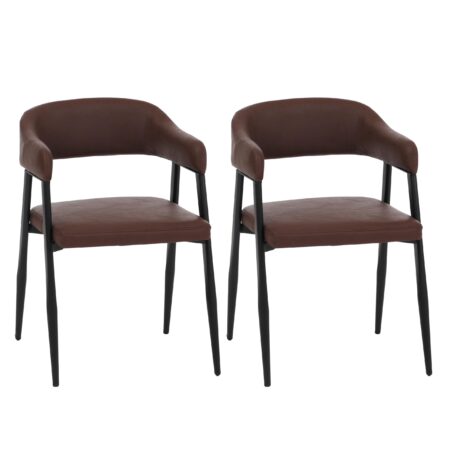 2er-Set Esszimmerstuhl Polsterstuhl Kunstleder Industrial Retro rostrot