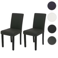 2er-Set Esszimmerstühle Polsterstuhl Kunstleder dunkelgrau