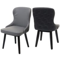 2er-Set Esszimmerstühle Polster Massivholz Stoff grau