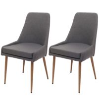 2er-Set Esszimmerstühle Polster Stoff Metallgestell dunkelgrau