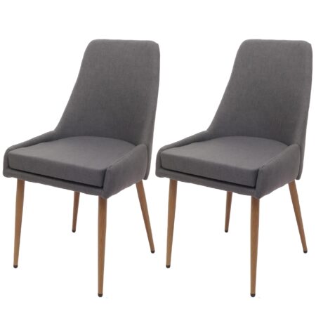 2er-Set Esszimmerstühle Polster Stoff Metallgestell dunkelgrau