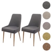 2er-Set Esszimmerstühle Polster Stoff Metallgestell dunkelgrau