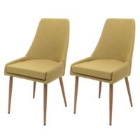 2er-Set Esszimmerstühle Polster Metall Stoff grün