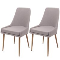 2er-Set Esszimmerstühle Polsterstuhl Stoff Metall hellgrau