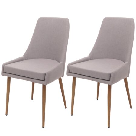 2er-Set Esszimmerstühle Polsterstuhl Stoff Metall hellgrau