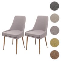 2er-Set Esszimmerstühle Polsterstuhl Stoff Metall hellgrau