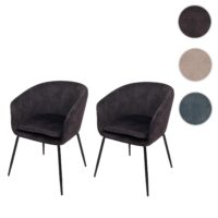 2er-Set Esszimmerstuhl Polsterstuhl Stoff Metall dunkelgrau