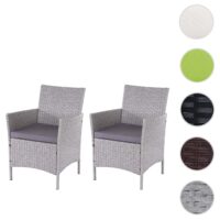 2er-Set Polyrattan Gartensessel Kissen grau anthrazit