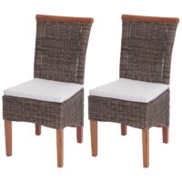 2er-Set Rattan Esszimmerstühle mit Sitzkissen